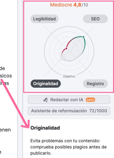 Reporte análisis contenido con elementos para mejorar