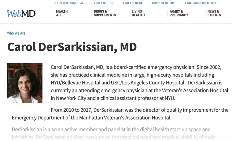 Perfil autor WebMD Dra. Carol DerSarkissian con foto y biografía