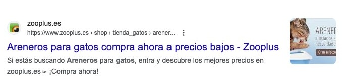 Resultado de búsqueda típico de Google