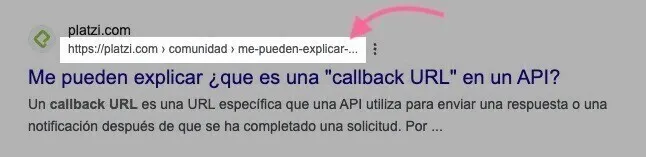 Ejemplo de una URL larga