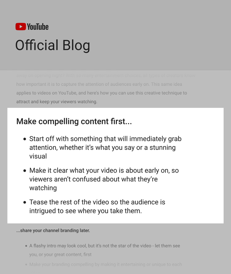 The first 15 seconds of your video is key
