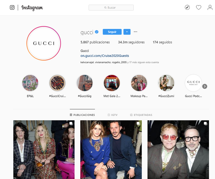 Likes en Instagram - Gucci
