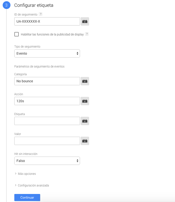 Configurar etiqueta en Tag Manager