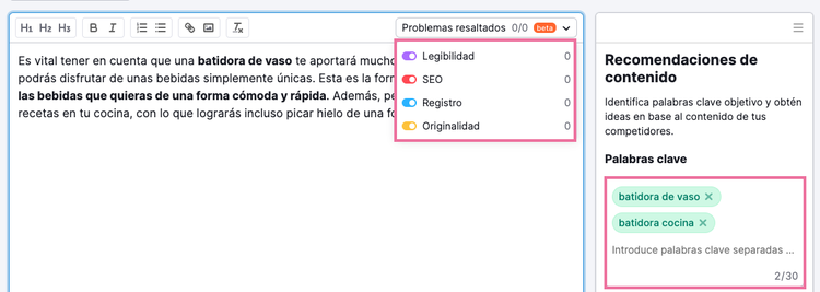 SEO Writing Assitance de Semrush
