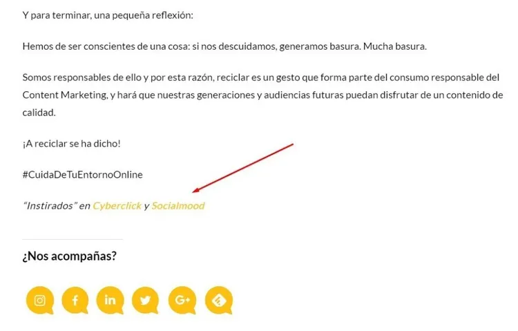 Contenido de calidad - Fuentes en un artículo Ejemplo La Tira de Marketing