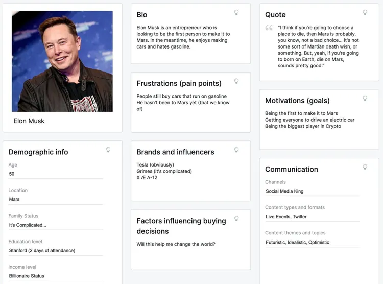 Ejemplo de persona compradora inusual - Elon Musk