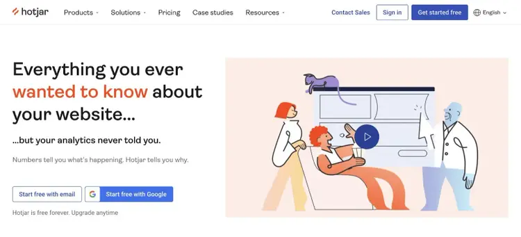 Página de inicio de Hotjar