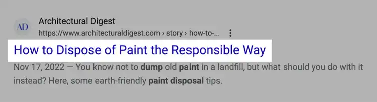 Una etiqueta de título destacada en las SERP de Google