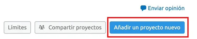 Semrush botones proyecto nuevos compartir límites opciones