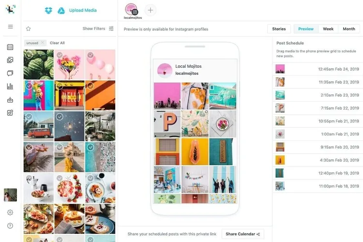 crear publicaciones en redes sociales en Later