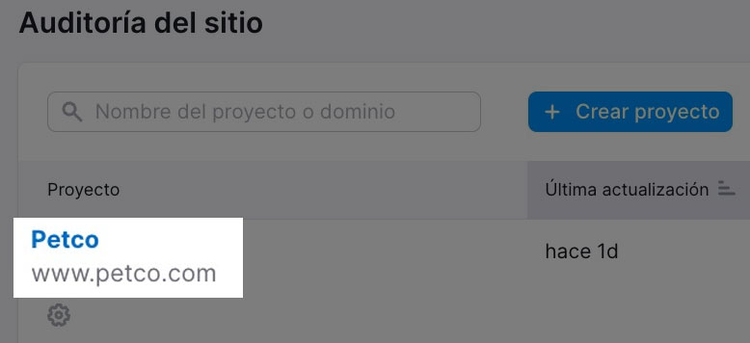 Auditoría Semrush proyecto Petco www.petco.com última actualización hace 1 día