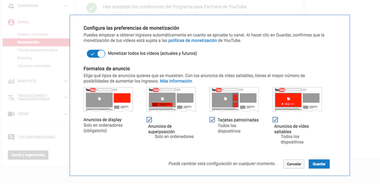 Qué es Google Adsense - Preferencias de monetización