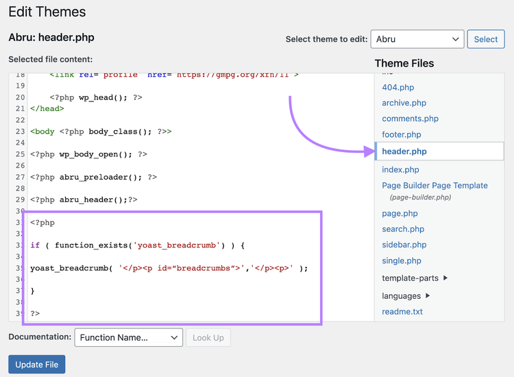 Editor de apariencia en WordPress.