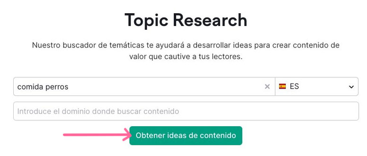 Página de inicio de Topic Research