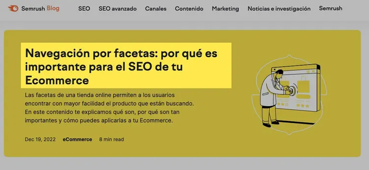 Semrush Blog facetas ecommerce SEO navegación importancia