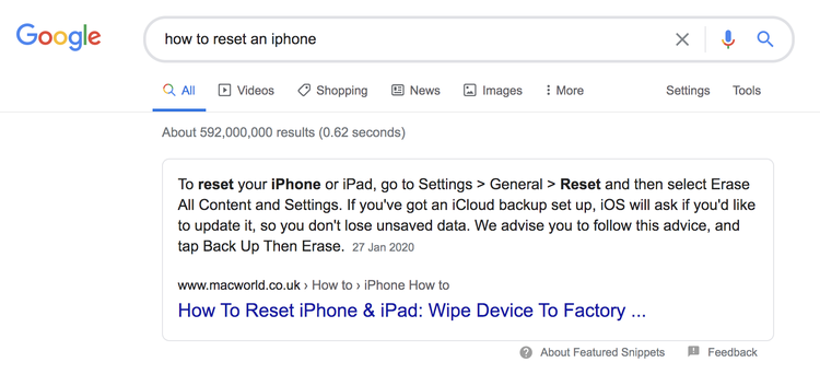 featured snippet