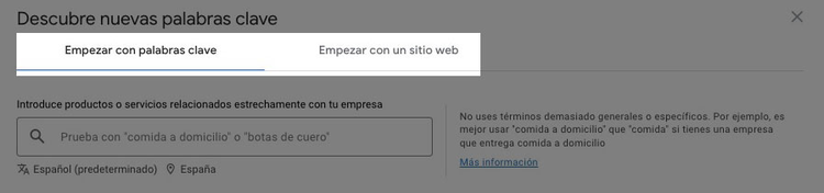 Keyword Planner discover new keywords with file upload and website options