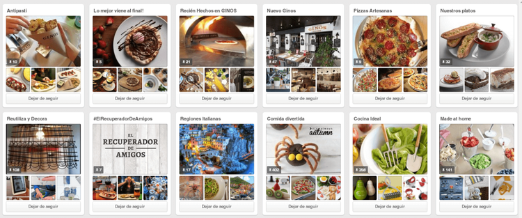 Redes Sociales para restaurantes - Buen perfil en Pinterest.