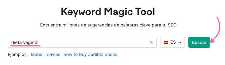 Página principal de Keyword Magic Tool