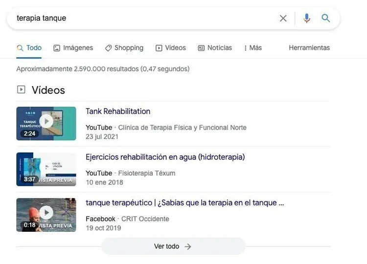 Resultados vídeo para terapia en tanque