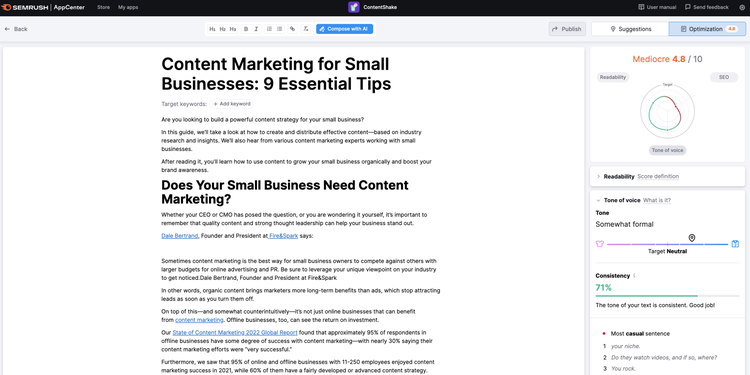 ContentShake para la optimización de contenidos
