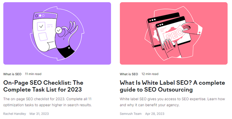 Página de inicio del blog de Semrush