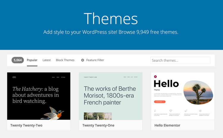 Biblioteca de temas de Wordpress