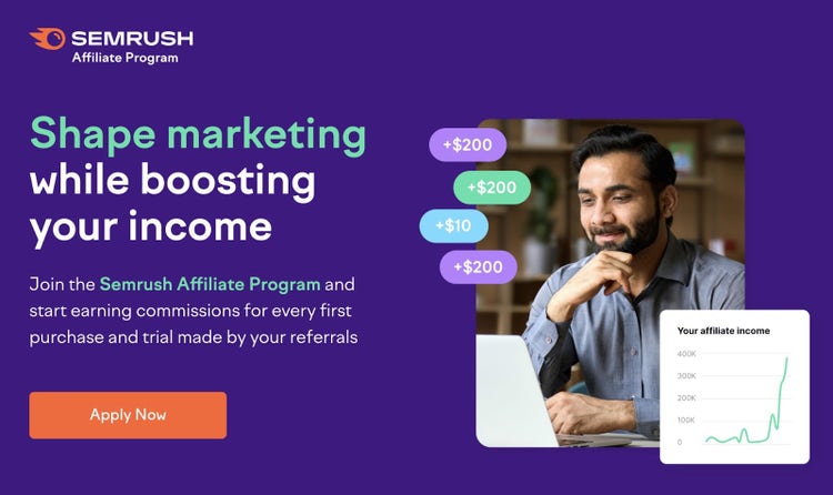 Página de inicio del programa de afiliados de Semrush