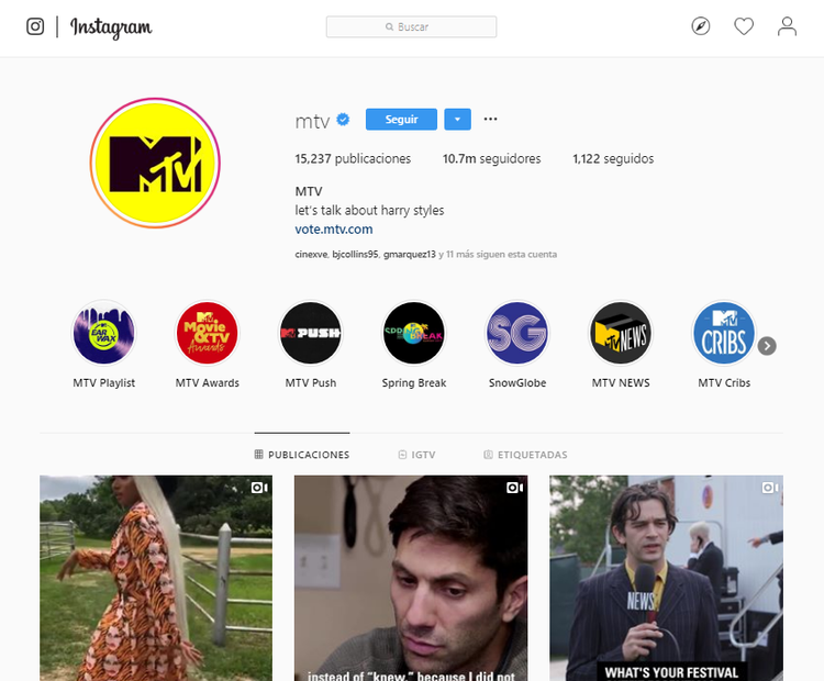 Likes en Instagram - MTV