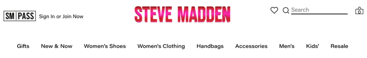 Navegación del sitio web de Steve Madden