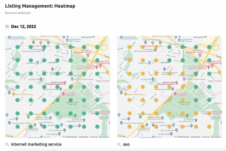 Mapas térmicos de localización en Listing Management.