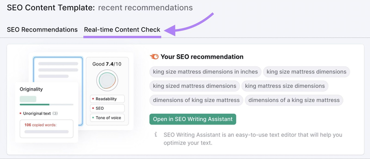 Comprobación del contenido en tiempo real