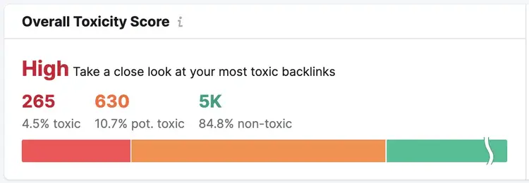 La sección Puntuación global de toxicidad