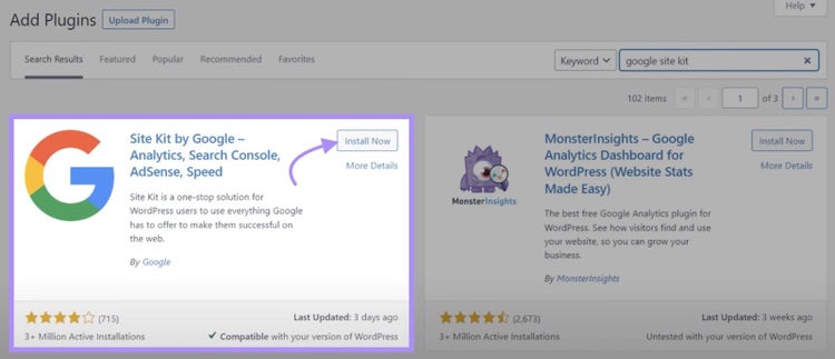 "Plugin "Site Kit by Google - Analytics, Search Console, AdSense, Speed