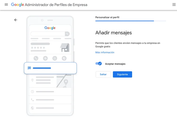 Google Business mensajería activada para que clientes envíen mensajes