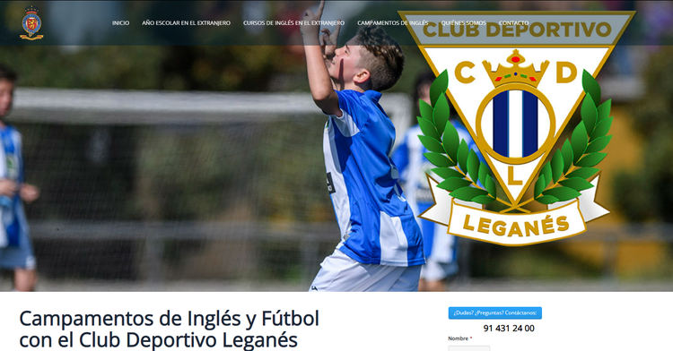 Club Deportivo Leganés: página de campamentos de inglés y fútbol para jóvenes