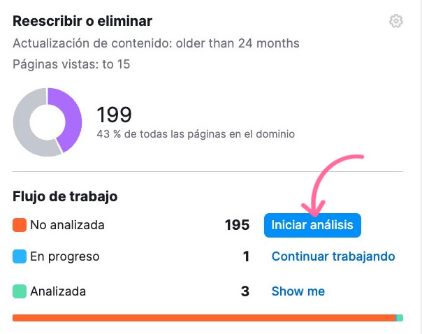 Página de auditoría mostrando URL, metadatos y opciones para notas y tareas