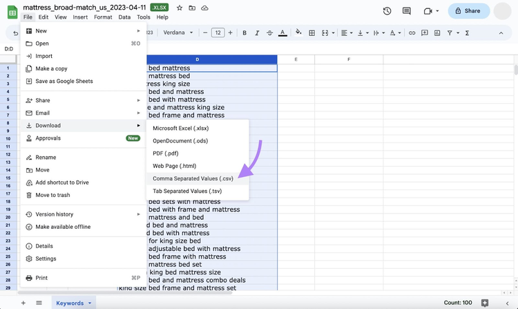 guardar como archivo CSV
