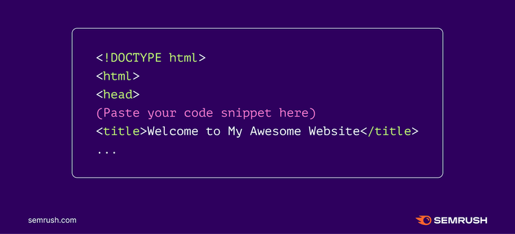 Una imagen que muestra dónde pegar tu fragmento de código en HTML