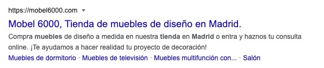 Comparación: título genérico vs específico ecommerce muebles
