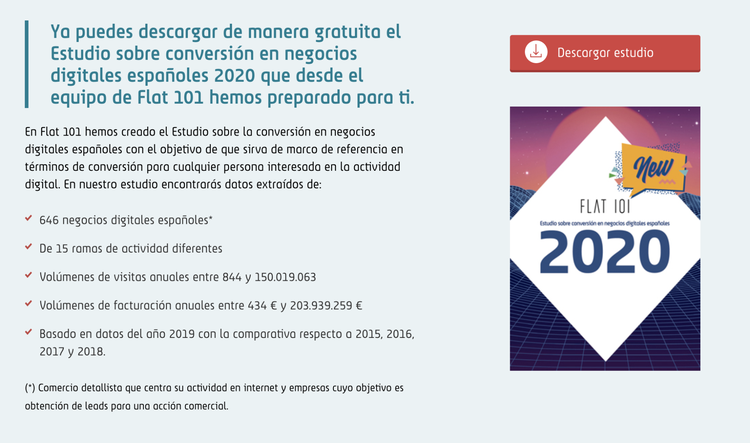 Flat 101: estudio sobre conversión en negocios digitales españoles 2020