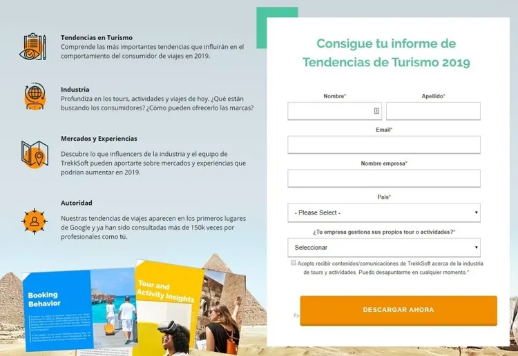 Contenido de calidad - Ejemplo Squeeze page de Trekksoft