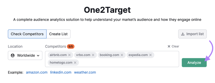 inicio de la herramienta one2target