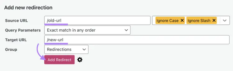 cómo añadir una redirección en el plugin Redirection