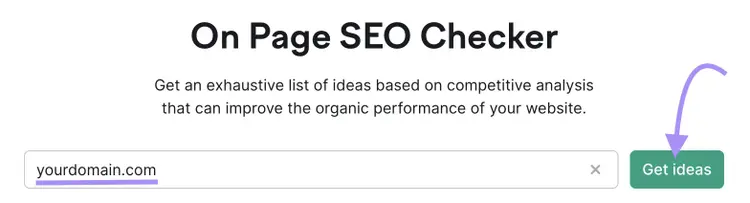 Barra de búsqueda del Comprobador SEO On Page