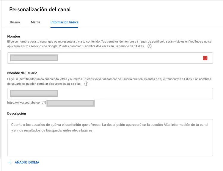 personalización del canal