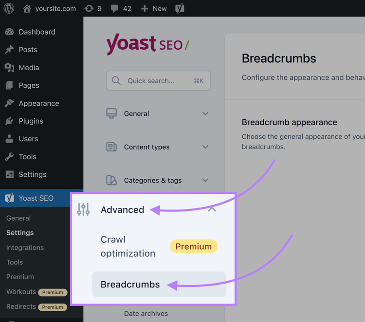 Navega hasta las Breadcrumbs.