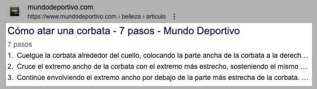 Fragmento destacado en Google