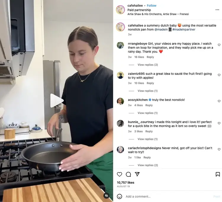 La colaboración remunerada de Hailee Catalano con @madein Instagram post