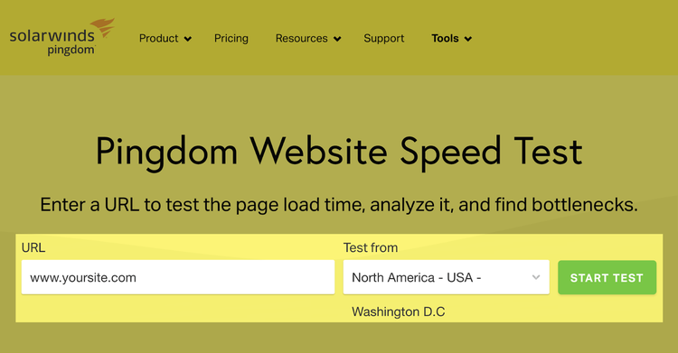 Prueba de velocidad web de Pingdom